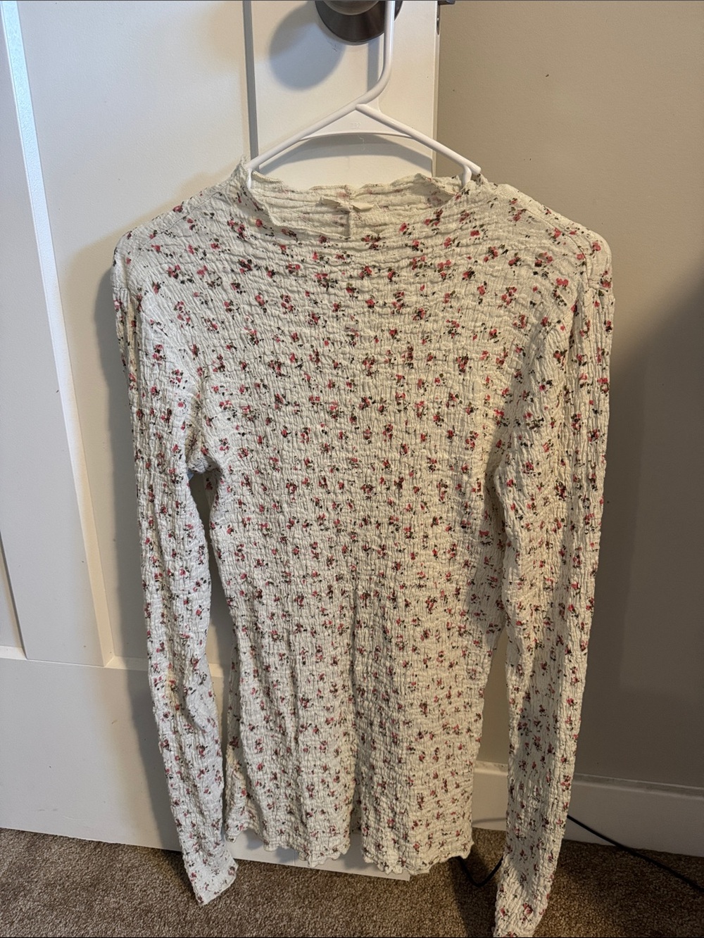 easel Cream Knit Sweater with Pink Floral Print